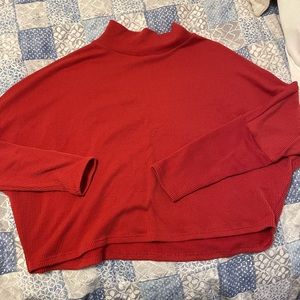Red mock neck sweater